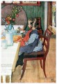 un petit déjeuner misérable de lève tard 1900 Carl Larsson